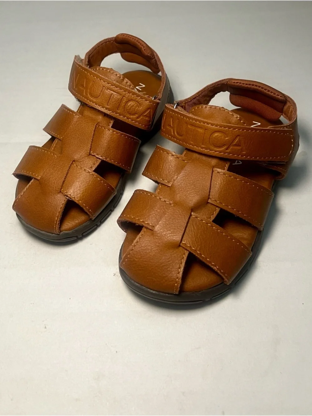 Nautica Chaim Closed-Toe Unisex Sandals Toddler Sz 7 Brown Preppy Outdoor Casual